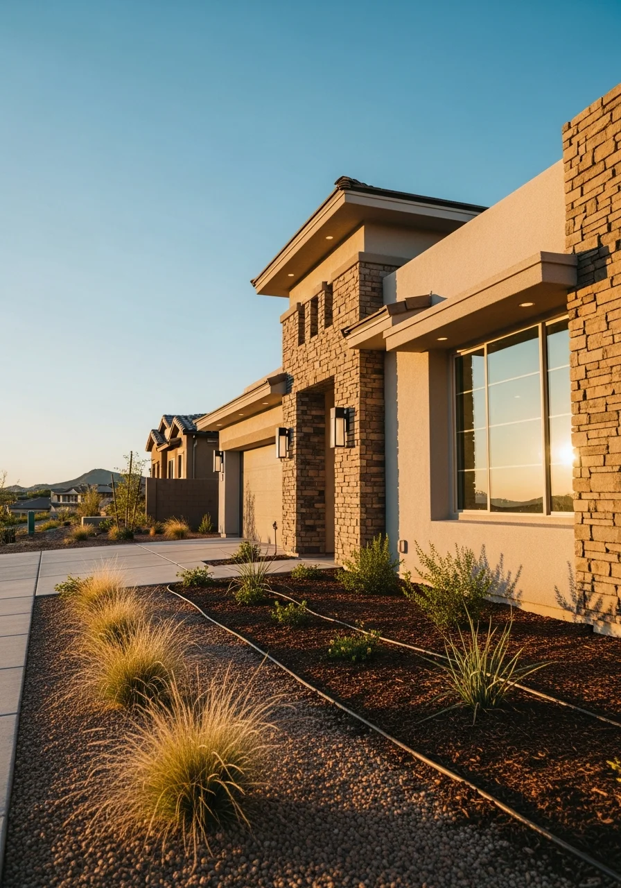 Deer Valley home exterior with contemporary design, front yard landscaping, and suburban street setting.
